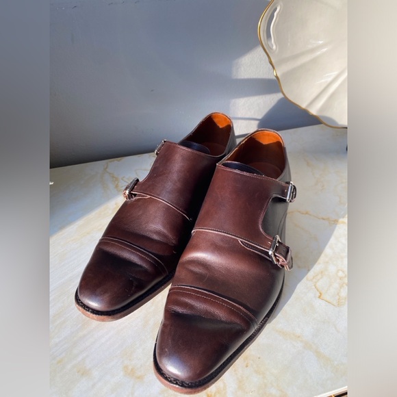 Ralph Lauren Polo Asher double buckle monk strap leather shoes brown size 10.5 main image 3